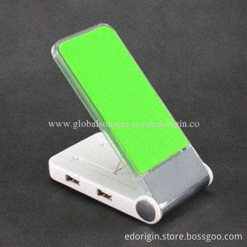 Foldable Mobile Phone Stand with 4 Ports USB Hub and Blue LED Light